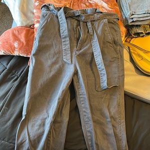 Paper bag waist navy pants